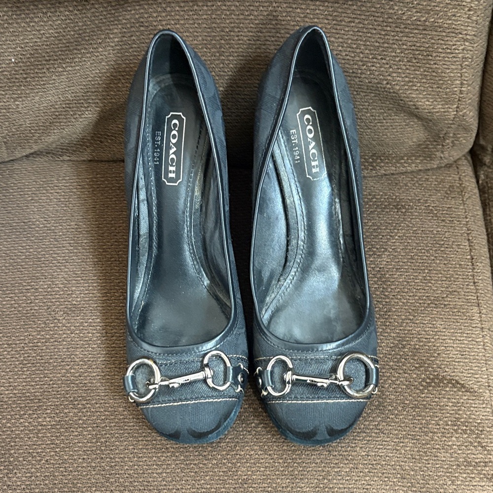 Coach Black Heeled Shoes with Silver Accents